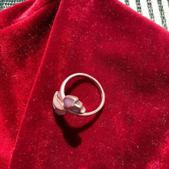 Sterling silver ring, with double tulip design and seashell details. Pre-owned - Picture 4 of 5